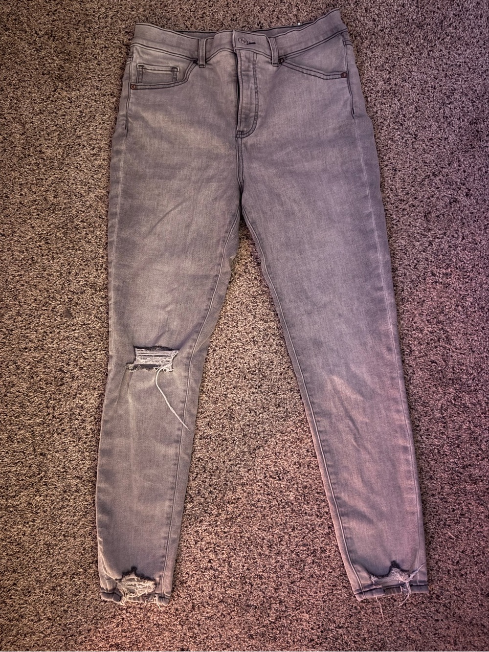 Express Light Gray Distressed Skinny Jeans